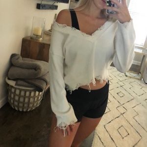 Honey punch distressed crop sweater